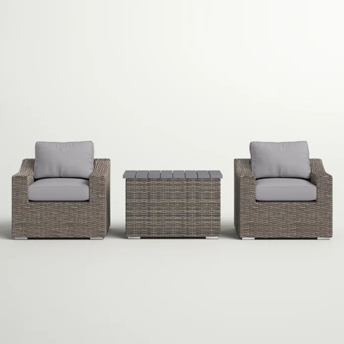 Chic Rattan Wicker Fully Assembled 2-Person Seating Group with Plush Cushions – Ideal for Cozy Outdoor Gatherings