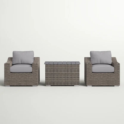 Chic Rattan Wicker Fully Assembled 2-Person Seating Group with Plush Cushions – Ideal for Cozy Outdoor Gatherings