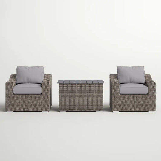 Chic Rattan Wicker Fully Assembled 2-Person Seating Group with Plush Cushions – Ideal for Cozy Outdoor Gatherings
