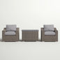 Chic Rattan Wicker Fully Assembled 2-Person Seating Group with Plush Cushions – Ideal for Cozy Outdoor Gatherings
