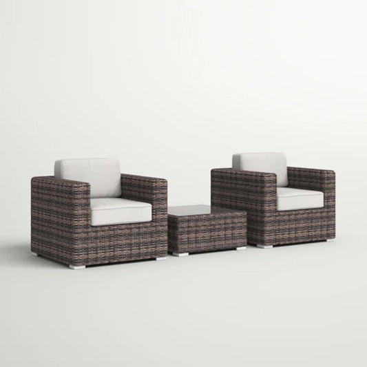 Fully Assembled 2-Person Rattan Wicker Seating Set with Cushions