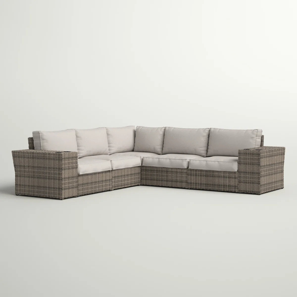 LSI 102'' Wide Outdoor Wicker Patio Sectional with Cushions – Fully Assembled & Reversible Design
