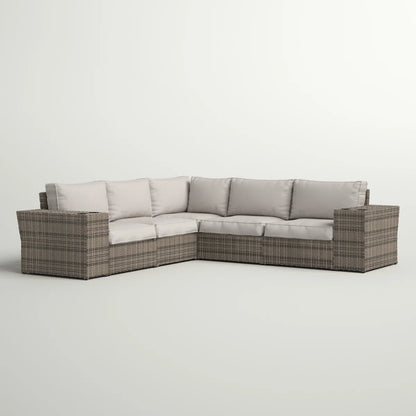 LSI 102'' Wide Outdoor Wicker Patio Sectional with Cushions – Fully Assembled & Reversible Design