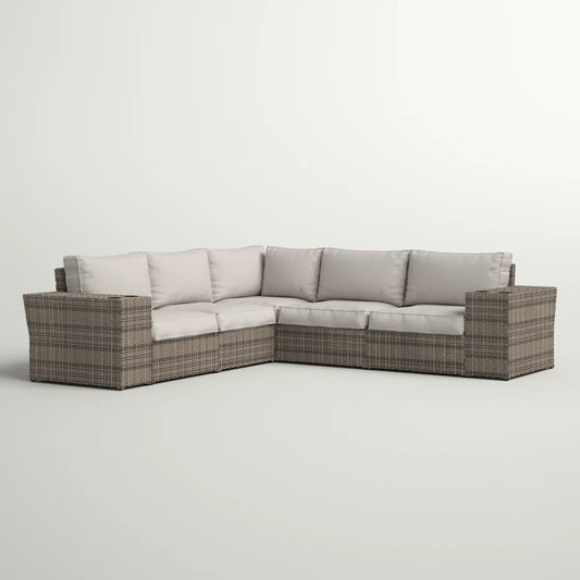 LSI 102'' Wide Outdoor Wicker Patio Sectional with Cushions – Fully Assembled & Reversible Design