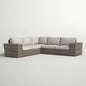 LSI 102'' Wide Outdoor Wicker Patio Sectional with Cushions – Fully Assembled & Reversible Design