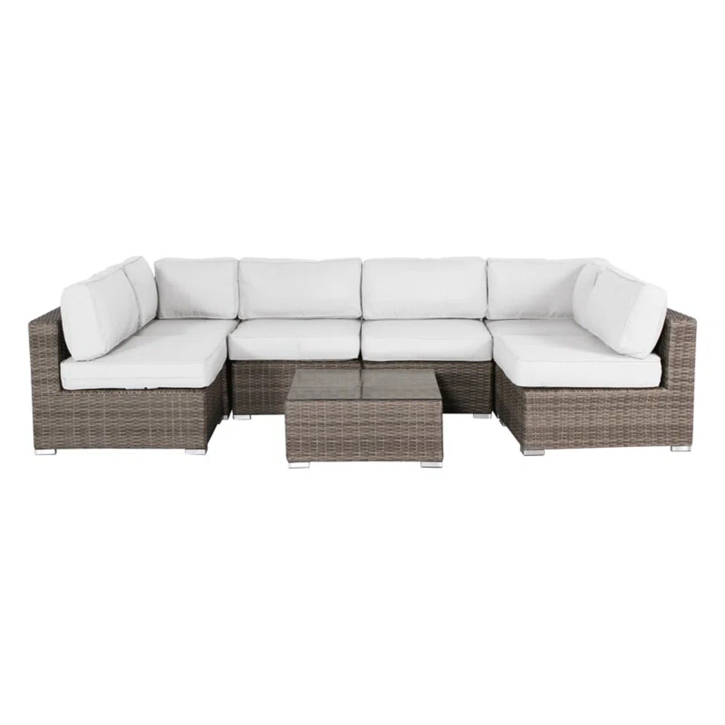 All-Weather 6-Seat Rattan Outdoor Lounge Set – No Assembly Required