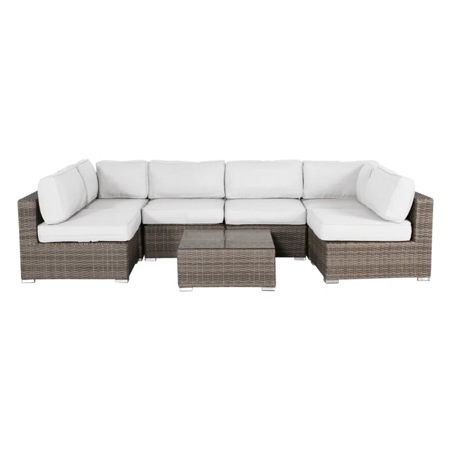All-Weather 6-Seat Rattan Outdoor Lounge Set – No Assembly Required