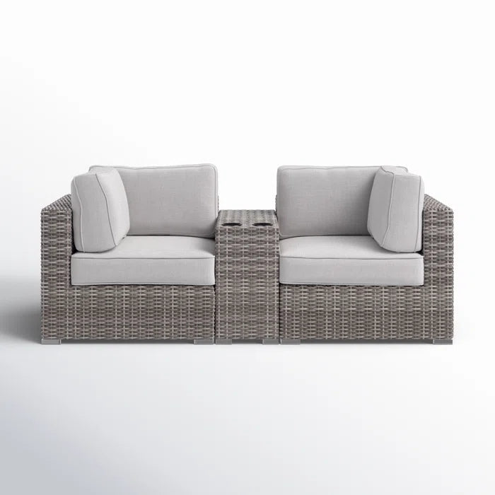 79'' Outdoor Loveseat – High-Density Polyethylene (HDPE) Wicker Seating