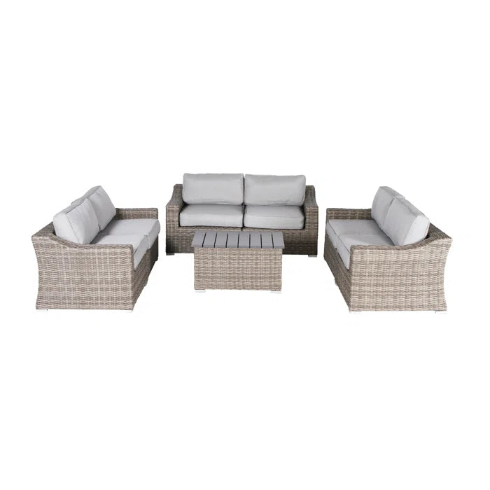 7-Piece Fully Assembled Wicker Patio Sofa Set with Cushions – Seats 6 Comfortably