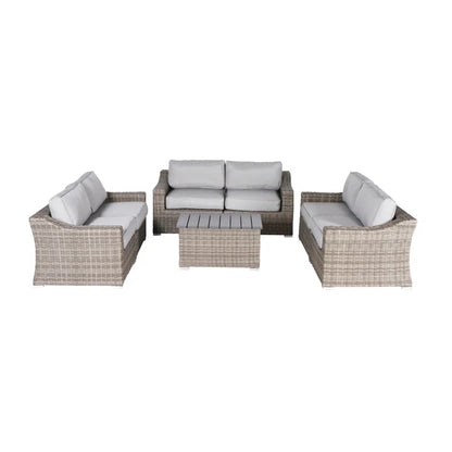 7-Piece Fully Assembled Wicker Patio Sofa Set with Cushions – Seats 6 Comfortably