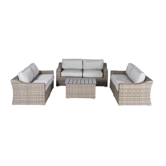 7-Piece Fully Assembled Wicker Patio Sofa Set with Cushions – Seats 6 Comfortably