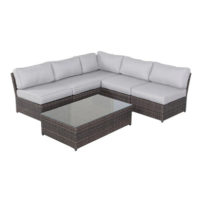 Fully Assembled 6 Piece Rattan Sofa Seating Group with Cushions