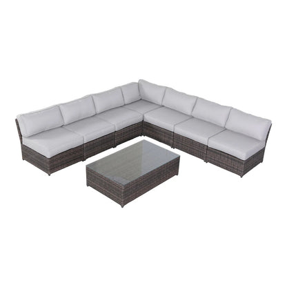 Fully Assembled 6-Person Extra-Wide Wicker Outdoor Seating Set with Cushions