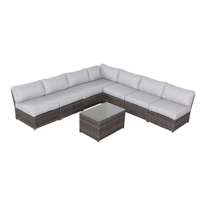 6-Person Wicker Outdoor Seating Group with Cushions, Fully Assembled
