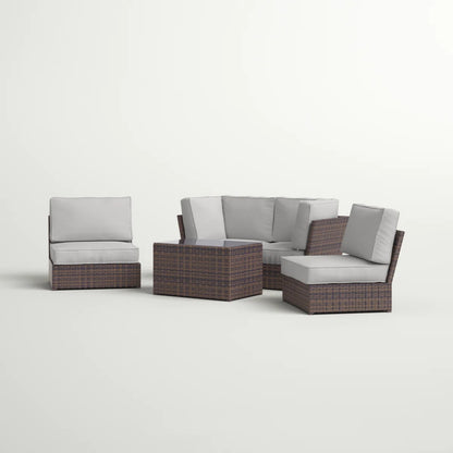 Fully Assembled Outdoor Wicker Sofa Set with Cushions – Seats 4