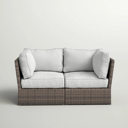 Fully Assembled Patio Wicker Loveseat with Cushions