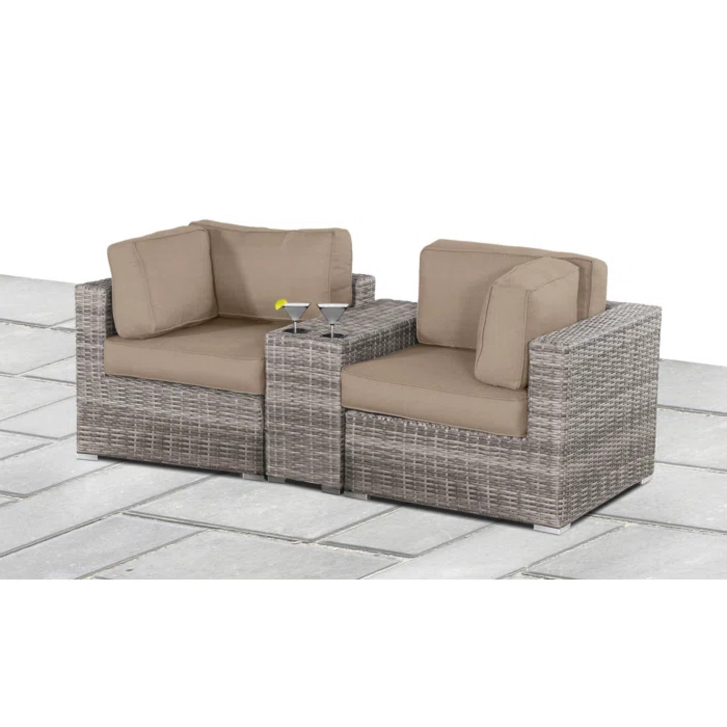 79'' Wide Outdoor Loveseat with HDPE Wicker Frame