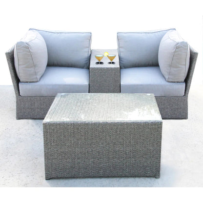 Fully Assembled All-Weather Wicker 2-Person Sectional Seating Group with Cushions