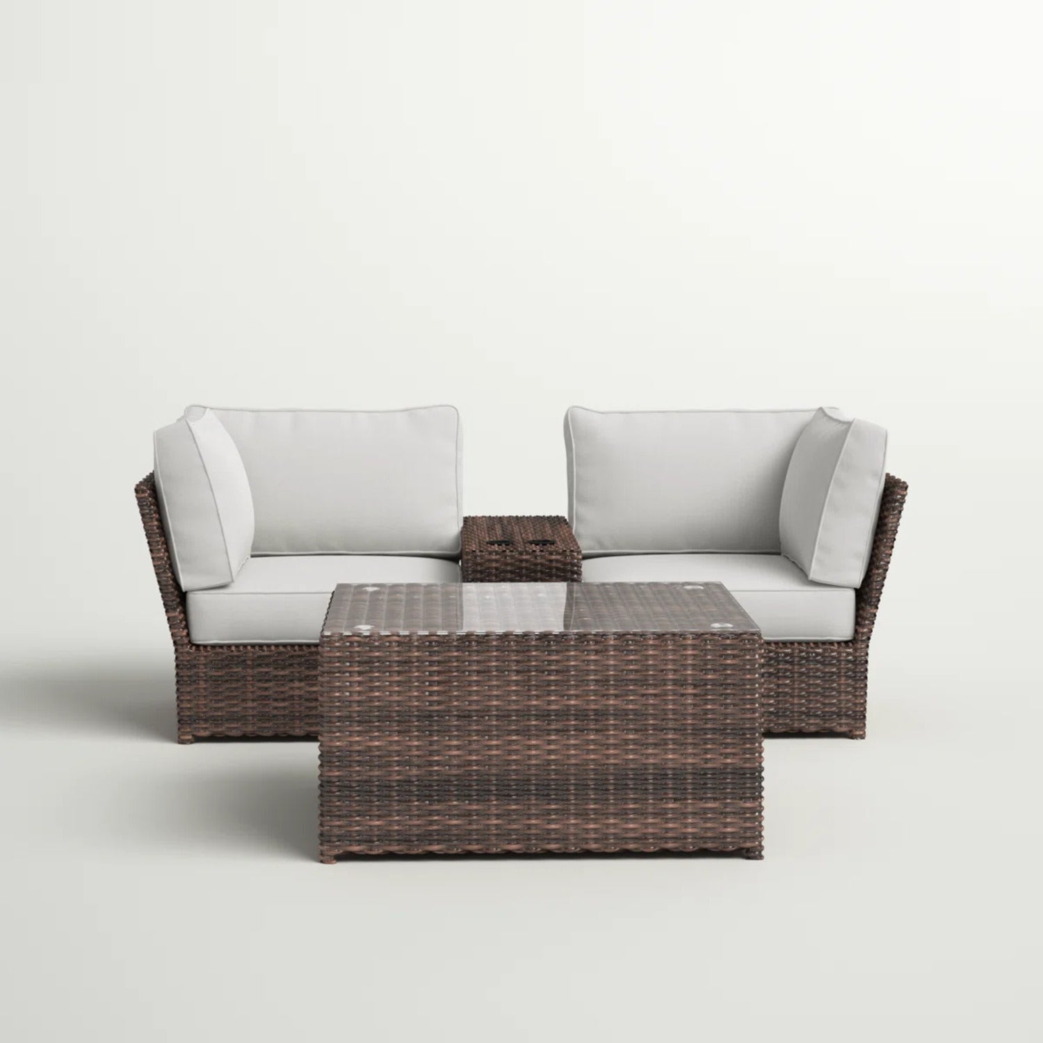 Fully Assembled 2-Person All-Weather Wicker Sectional Seating Group with Cushions
