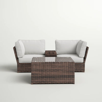 Fully Assembled 2-Person All-Weather Wicker Sectional Seating Group with Cushions