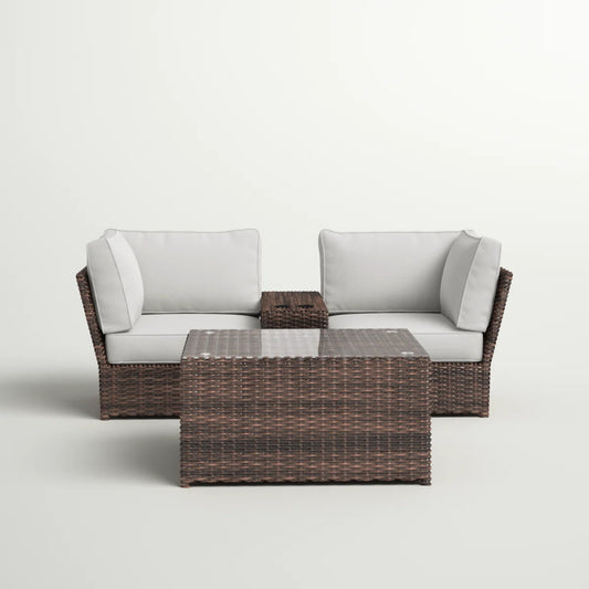 Fully Assembled 2-Person All-Weather Wicker Sectional Seating Group with Cushions