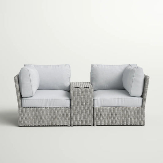 Fully Assembled 2-Person Wicker Patio Sofa Seating Group with Cushions
