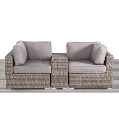 Fully Assembled 2-Person Rattan Wicker Outdoor Seating Group with  Cushions