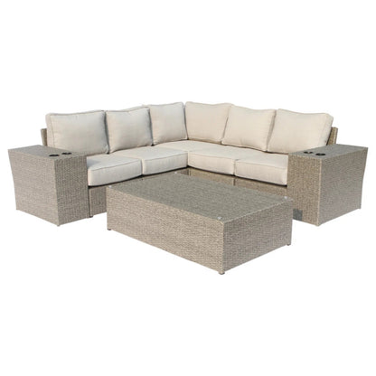Fully Assembled 4-Seat Outdoor Wicker Sectional with Weather-Resistant Cushions