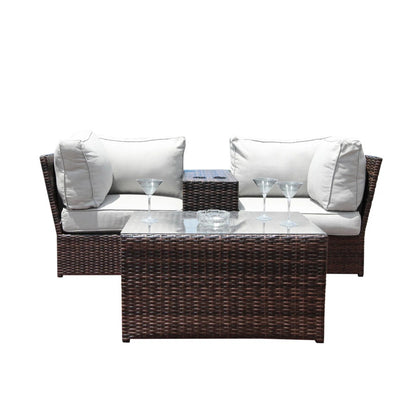 Fully Assembled 2-Piece Outdoor Rattan Seating Group with Cushions