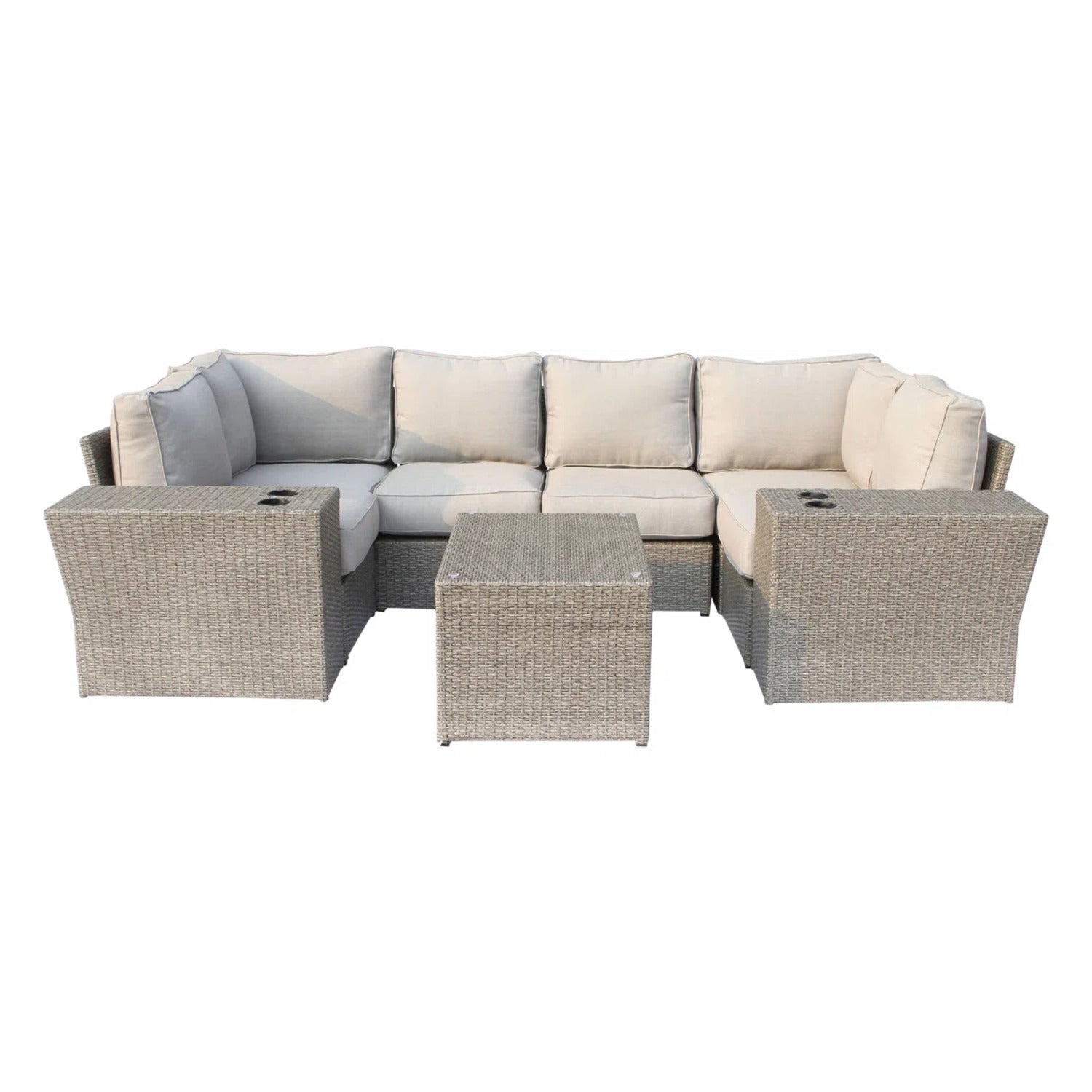4-Person All-Weather Wicker Seating Set with Cushions – Fully Assembled