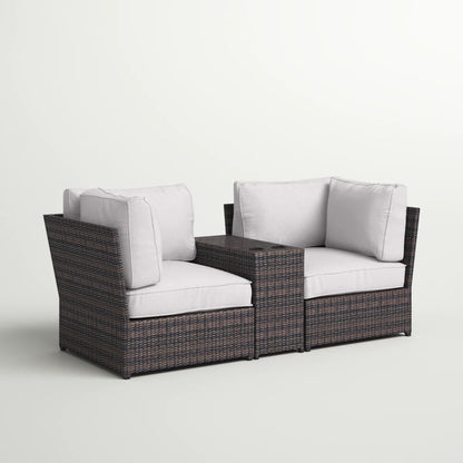 Outdoor Wicker Loveseat with Cushions – Ready to Use, No Assembly Required