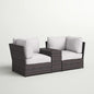 Outdoor Wicker Loveseat with Cushions – Ready to Use, No Assembly Required