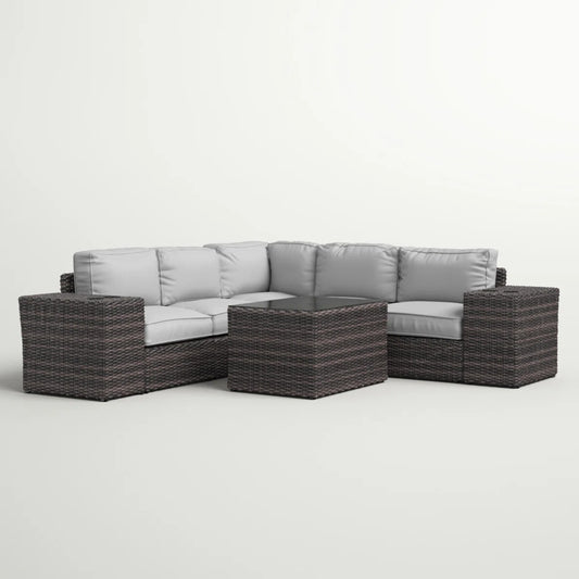 Ready-to-Use 4-Seat Rattan Wicker Patio Furniture Set with Cushions