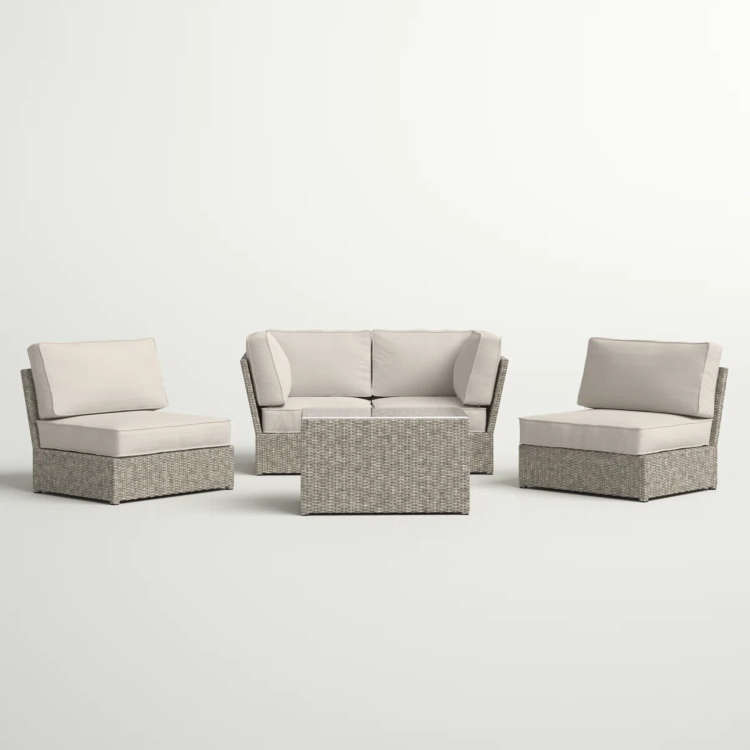Fully Assembled Wicker Patio Seating Group for 4 with Cushions