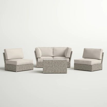 Fully Assembled Wicker Patio Seating Group for 4 with Cushions