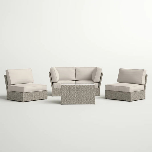 Fully Assembled Wicker Patio Seating Group for 4 with Cushions