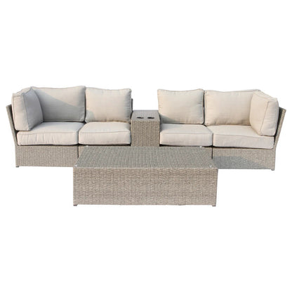 4-Seat Outdoor Wicker Conversation Set with Cushions – Fully Assembled