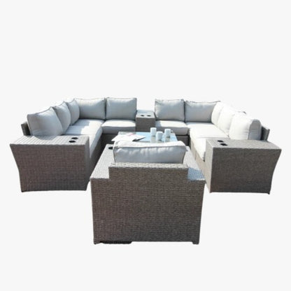 Outdoor 7-Person Wicker Conversation Set with Cushions  Fully Assembled