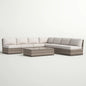 Fully Assembled 6-Piece Wicker Patio Seating Group with Cushions