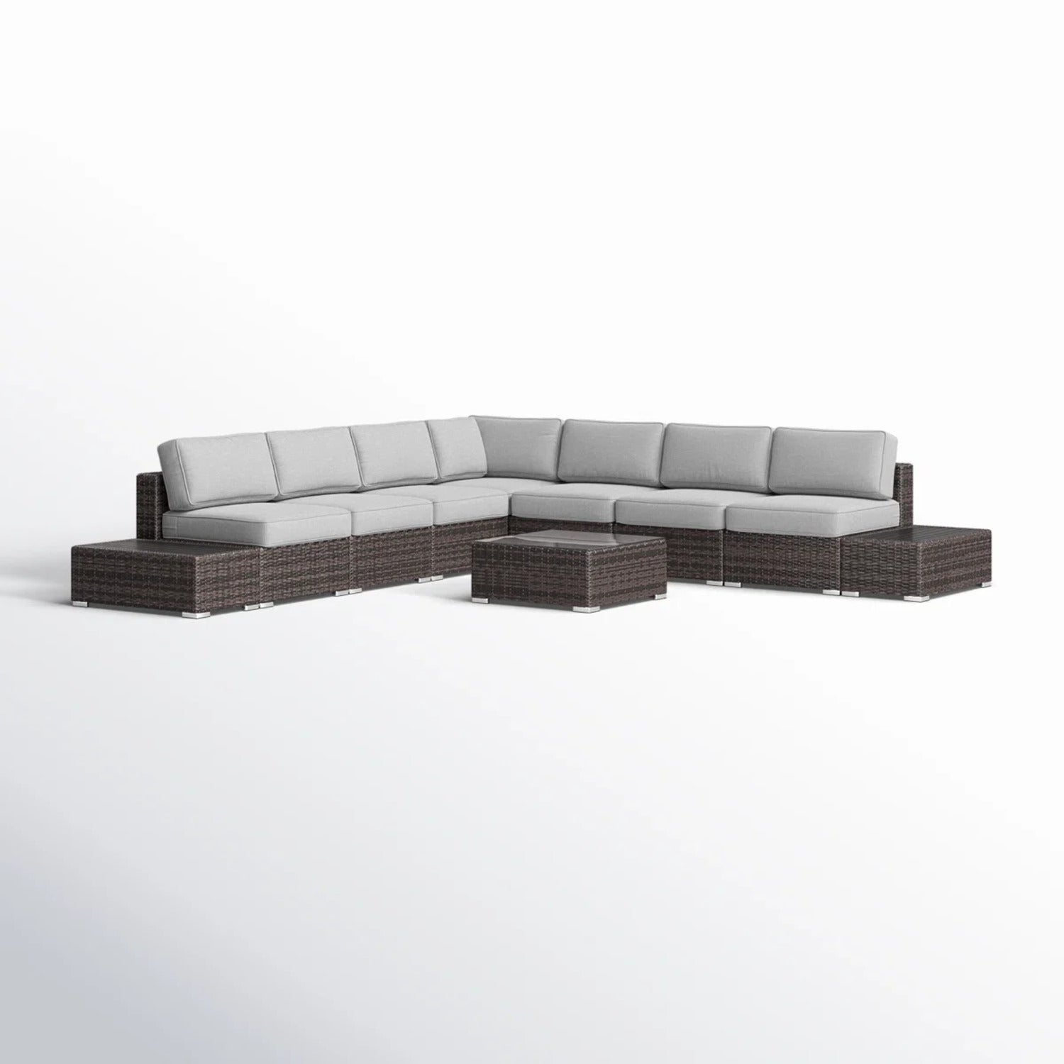 Wicker 6-Person Sectional Seating Group with Plush Cushions – Fully Assembled