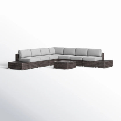 Wicker 6-Person Sectional Seating Group with Plush Cushions – Fully Assembled
