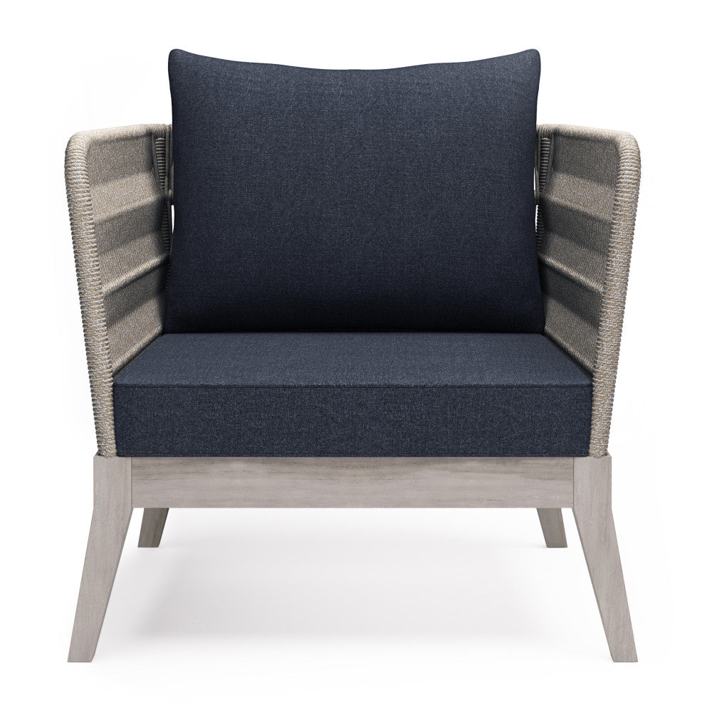 Dark Gray Outdoor Conversation Chair with Fabric Cushions