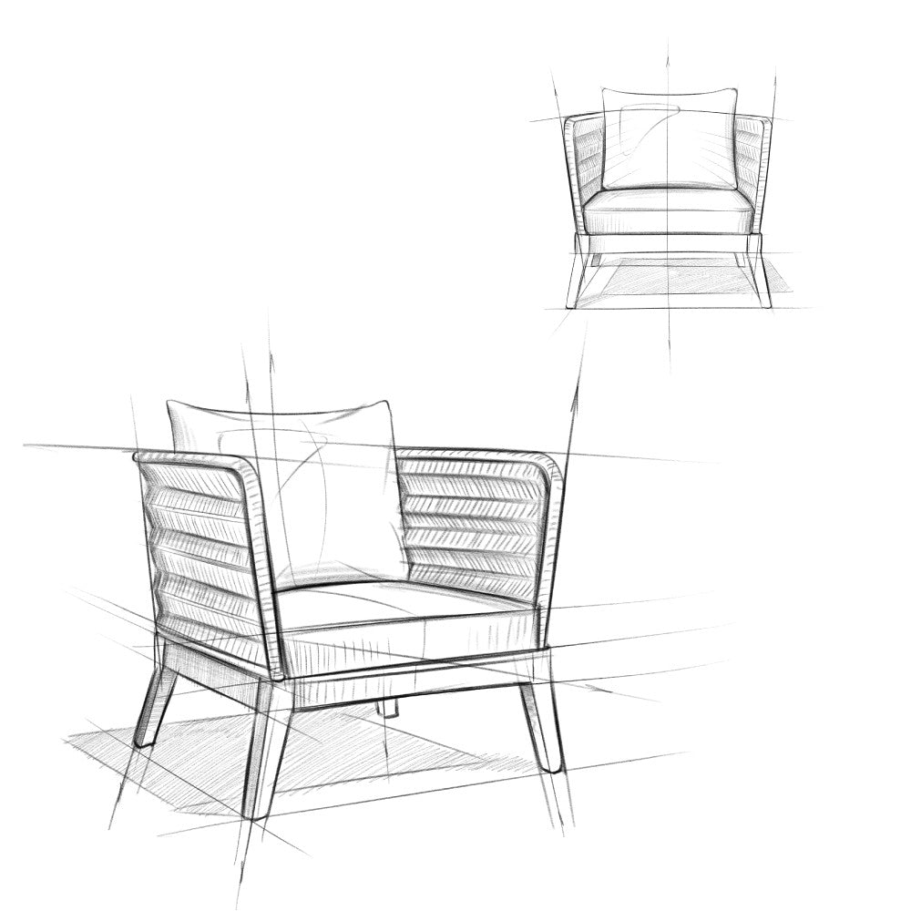 Dark Gray Outdoor Conversation Chair with Fabric Cushions