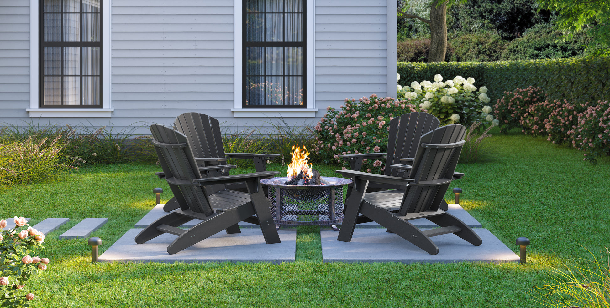 Black Adirondack Chair – Weather Resistant HDPE Poly Lumber
