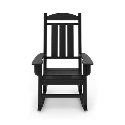 Black Traditional Rocker & Glider Set - Weather Resistant HDPE