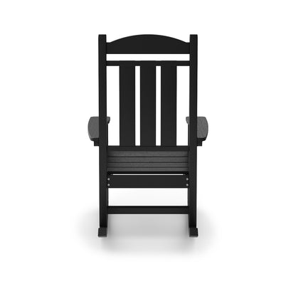 Black Traditional Rocker & Glider Set - Weather Resistant HDPE