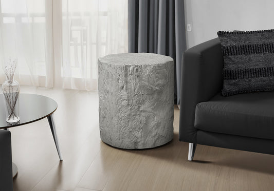 Accent Table, 25"h, Indoor Or Outdoor, Drum, End, Nightstand, Round, Side Table, Living Room, Bedroom, Grey, Contemporary, Modern