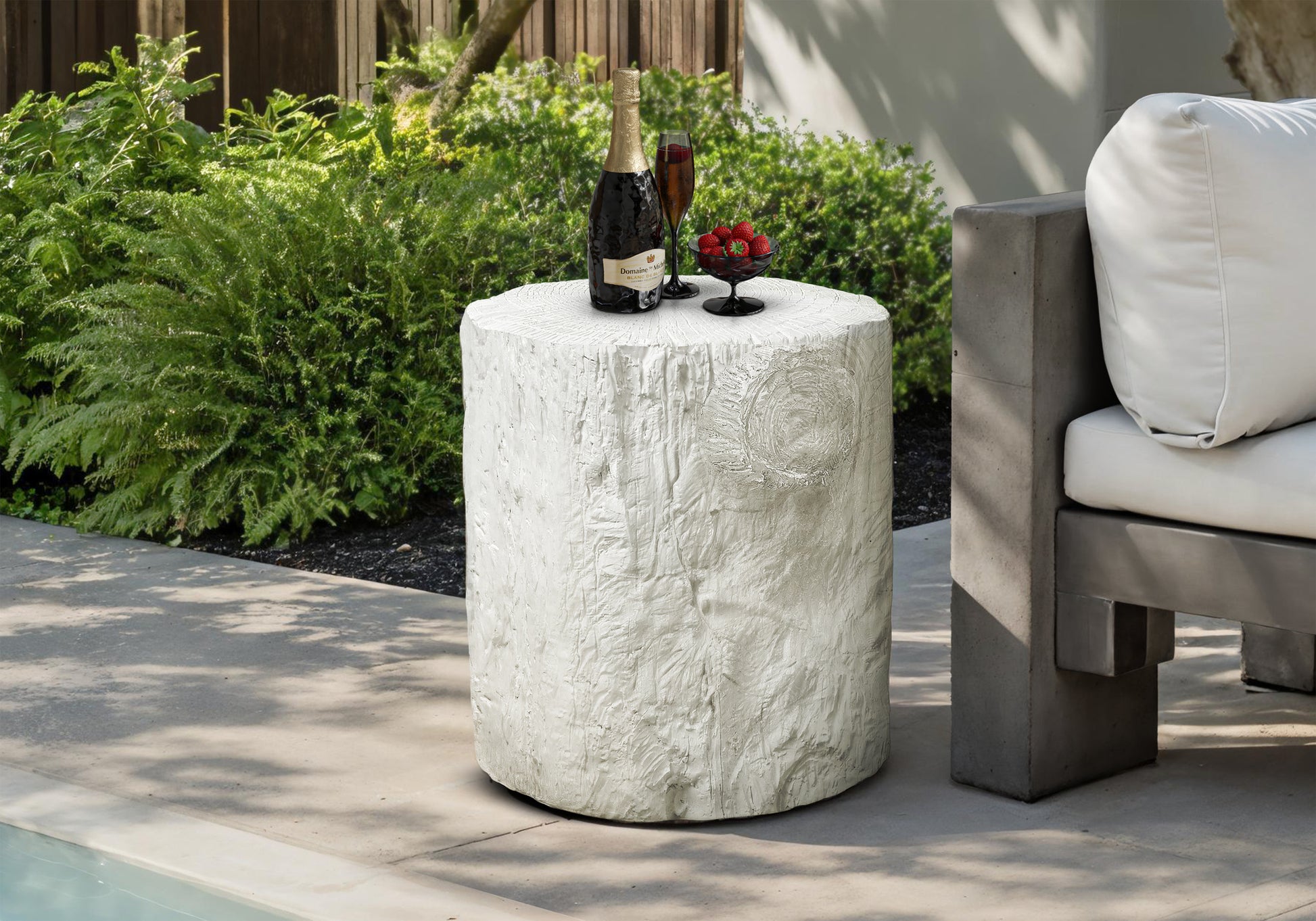 Round Accent Table - 25"h Magnesium Oxide, White Outdoor/Indoor