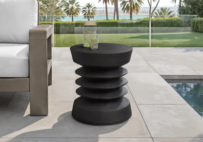 Black Magnesium Oxide Accent Table - 25"h Round Outdoor Side Table