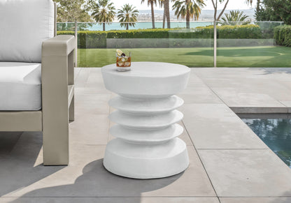 White Magnesium Oxide Accent Table - 25" Round Outdoor Side Table